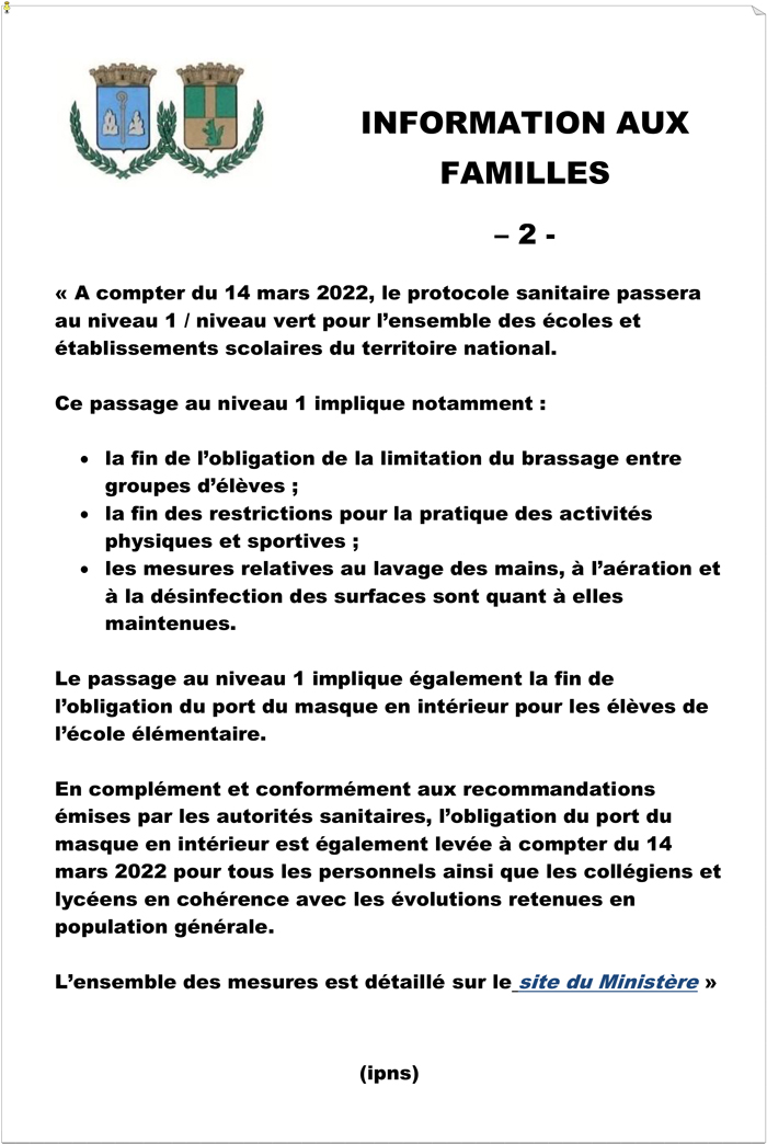 Information Aux Familles Mairie Montagnac Montpezat