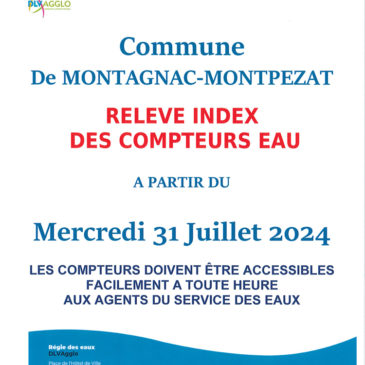 Relevé index des compteurs eau