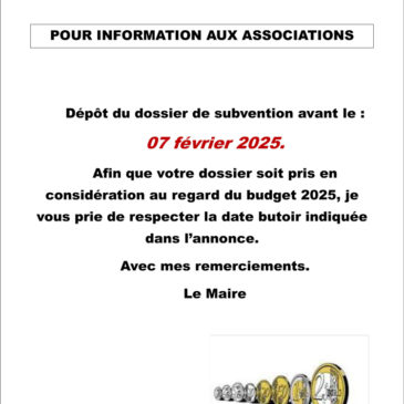 Associations – demande de subventions