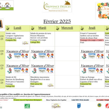 Menu de la cantine – Février